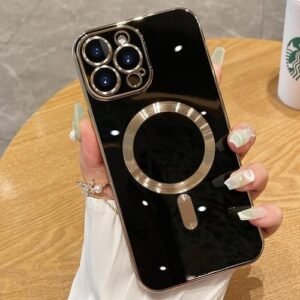 Luxury Magsafe Magnetic Square Plating Frame Phone Case For iPhone 11 12 13 14 15 Pro max Black