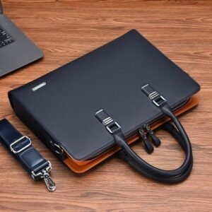 Business Leather Men Briefcase For Husband Shoulder Bag Man 14" 15" Laptop Briefcases Bags Large Capacity Men's Handbag