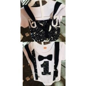Baby Boy 1st Birthday Bow Tie Romper Bodysuit