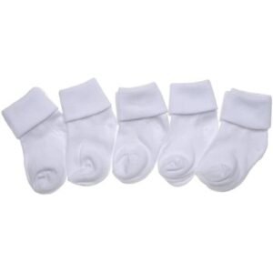 Lycra 5 Pairs Cotton Rich Roll Top Baby Socks