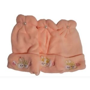 Baby Wollen Caps Set 3 Pairs -  Peach