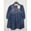 George Girls Blue Floral Embroidered Denim Shirt Dress