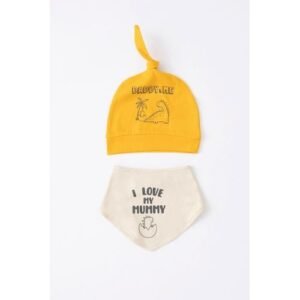 Defacto 2 Piece Set Babyboy Standart Fit Beret And Gloves -Ecru