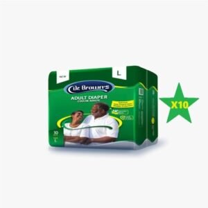 Dr Brown Disposable Adult Diaper - 10 Packs = 100 Count - (Size L)