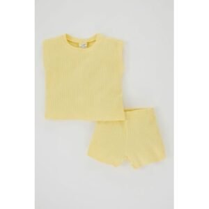 Defacto 2 Piece BabyBoy Casual Regular Fit Knitted Set - Yellow