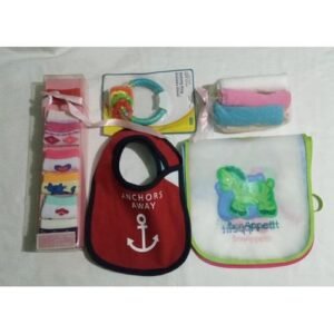 4 Cotton & 2 Plastic Bibs/7Pairs Socks/1 Washcloth/,Rattle