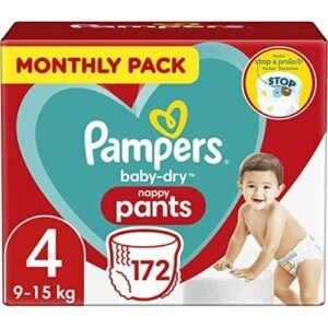 Pampers Baby Dry Nappy Pants, Size 4(172) (9-15 Kg), UK
