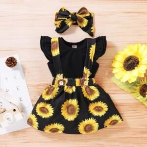 Baby Girl Clothes Short Sleeve Bodysuit +skirt+headband
