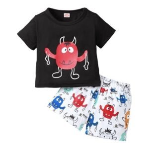 Catpapa 3-24 Months Baby Boy Summer Cute Monster Cartoon Clothes Set
