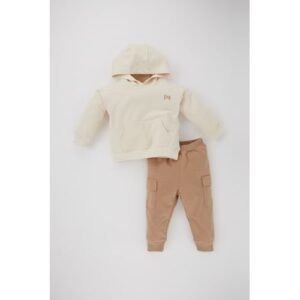 Defacto 2 Piece BabyBoy Casual Regular Fit Hooded Knitted Set - Beige