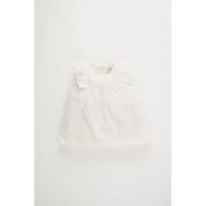 Defacto BabyGirl Casual Regular Fit Bike Neck Woven Short Sleeve Shirt - Ecru