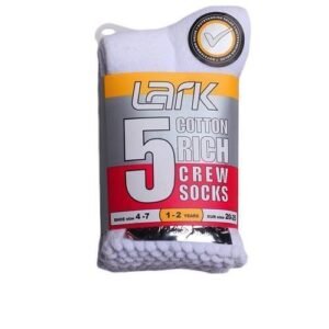 Lark 5 Cotton Rich  School/occassion Socks For Girls - White