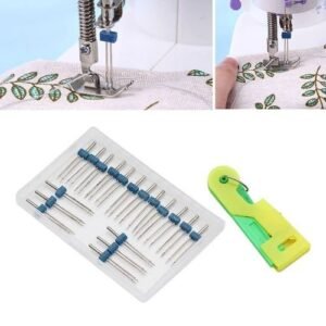 18x Twin Needles Pins With Storage Box Home Knitting Elderly Threader