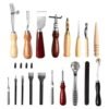 18pcs Leather Carft Punch Tools Stitching Carving Working Sewing Saddle Groover