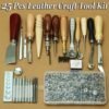 25 Pcs Leather Craft Tool Kit Hand Sewing Stitching Punch Carving Work Groover