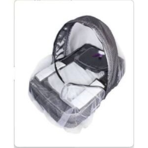 Patterned Convenient Baby Bed With Net Blue