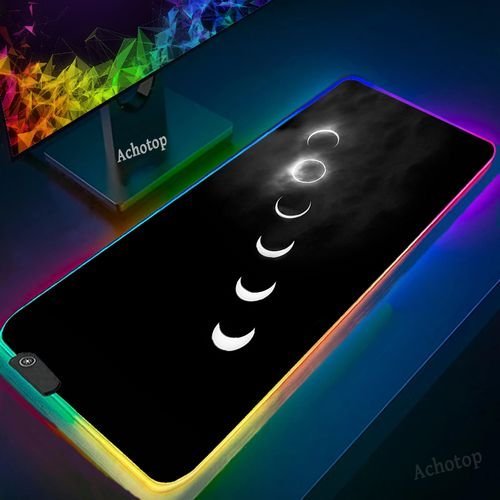 900x400mm Black And White RGB Gaming Mouse Pad XXL LED