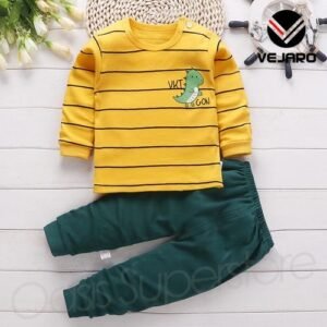 VEJARO BC003 Infant Baby Clothes Sets Dinosaur-Yellow Stripe