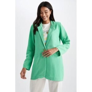 Defacto Woman Regular Fit Crew Neck Blazer-Green