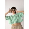 Defacto Woman Coool Fitted Knitted Short Sleeve T-Shirt - Green