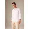 Defacto Man Modern Fit Stand- Up Collar Woven Long Sleeve Shirt - White