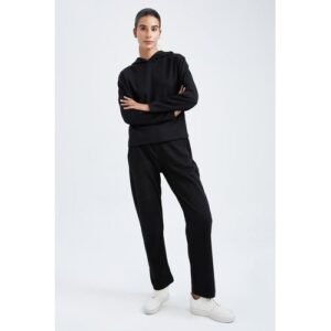 Defacto Woman Standart Fit Knitted Trousers-Black