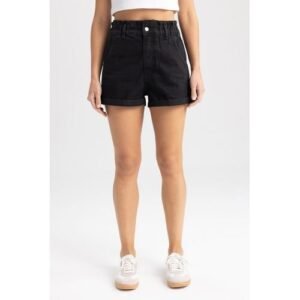 Defacto Woman Special Collection Paperbag Denim Short - Black