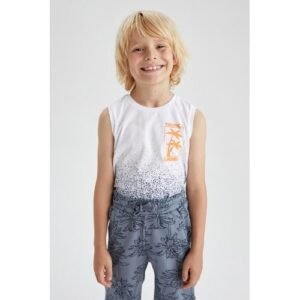 Defacto Boy Regular Fit Crew Neck Sleeveless Knitted Athlete - White