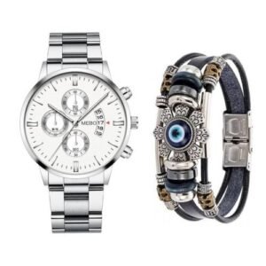 Meibo Luxury Unisex Steel Silver Wristwatch With Bracelet