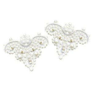 2pcs Pearl Flower Shoe Clip With Rhinestones  On Patch Badge