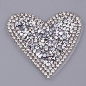 Glitter Motif Heart Iron-on Motif, Rhinestone Iron-on Image,  A