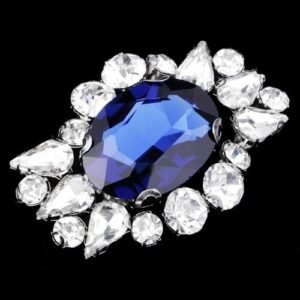 Eye Shape Patch Rhinestone Applique With Crystals And Blue