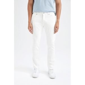 Defacto Man Pedro-Slim Fit Denim Denim Trousers -Ecru