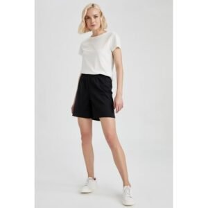 Defacto Woman Regular Fit Knitted Bermuda - Black
