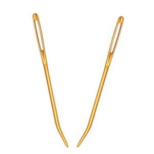 2pcs Aluminium Large-eye Bent Tip Tapestry Darning  Golden