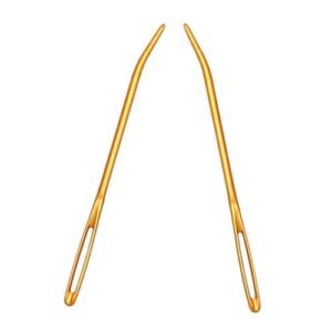 2pcs Bent Tip Tapestry Darning  Big Eye For Crochet Golden