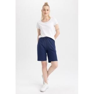 Defacto Woman Regular Fit Knitted Bermuda - Navy