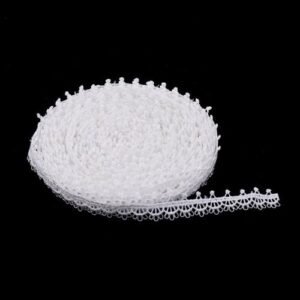 Polyester Eyelet Lace Ribbon Elastic Lace Trim White