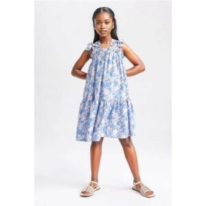 Defacto Girl Casual Strappy Woven Dress - Blue
