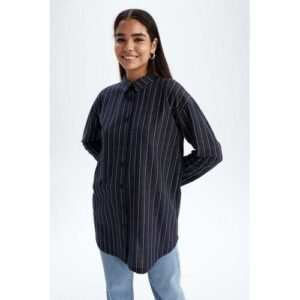 Defacto Woman Regular Fit Knitted Long Sleeve Tunic - Navy