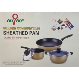 Nine 3Pcs Golden Combination Sheathed Pan Cookware Sets