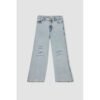 Defacto Girl Casual Wide Leg Denim Trousers - Blue