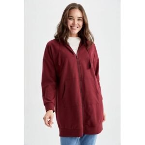 Defacto Woman Regular Fit Knitted Long Sleeve Tunic - Bordeaux
