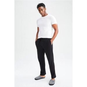 Defacto Man Casual Regular Fit Homewear Knitted Bottoms - Black