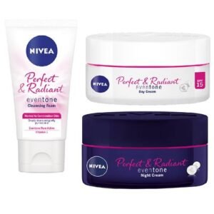 NIVEA Perfect & Radiant Even Tone Day, Night Cream For Women (50ml), Cleansing Foam (100ml)