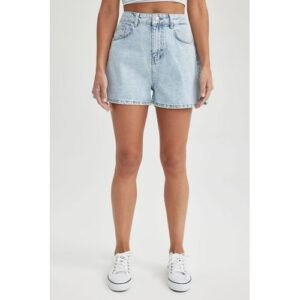 Defacto Woman Mom Fit Denim Short - Blue