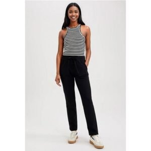 Defacto Woman Regular Fit Knitted Trousers - Black