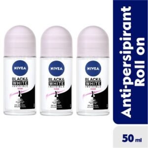 NIVEA Black & White Invisible Clear Anti-Perspirant Roll-on For Women 48h - 50ml (Pack Of 3)