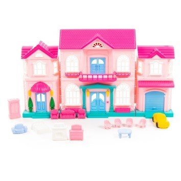 Sophie doll house with car and furniture set, 14 pcs (bag) (4810344078018)