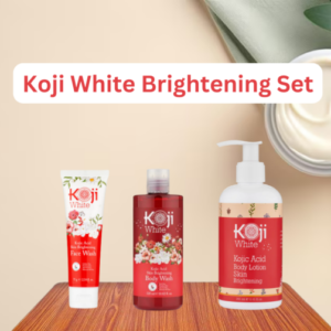 Kojic White Skin Brightening Face Wash Tube 75g, Skin Brightening Body Wash 320mL, Body Lotion Skin Brightening 250ml Combo